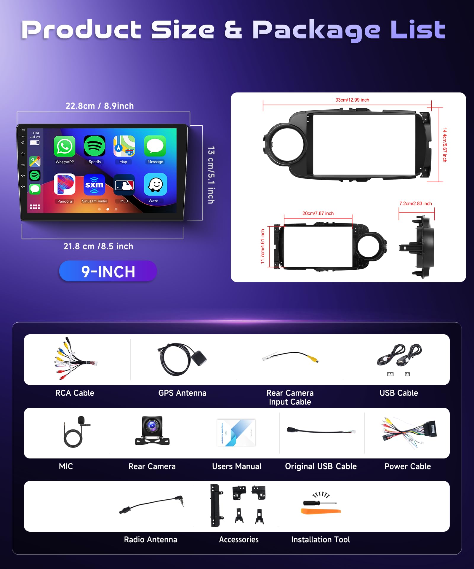 4G 64G VECHTEL 7" Radio para Coche Toyota Yaris Grmn 2012-2017 Carplay Android Auto,Android 15,DSP EQ,Bluetooth WiFi GPS,RDS/FM Radio con cámara de visión Trasera AHD