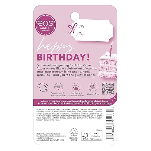 Vista 14 de eos Bálsamo labial de karité natural, pastel de cumpleaños, productos para el cuidado de los labios con humedad durante todo el día, 0.14 onzas