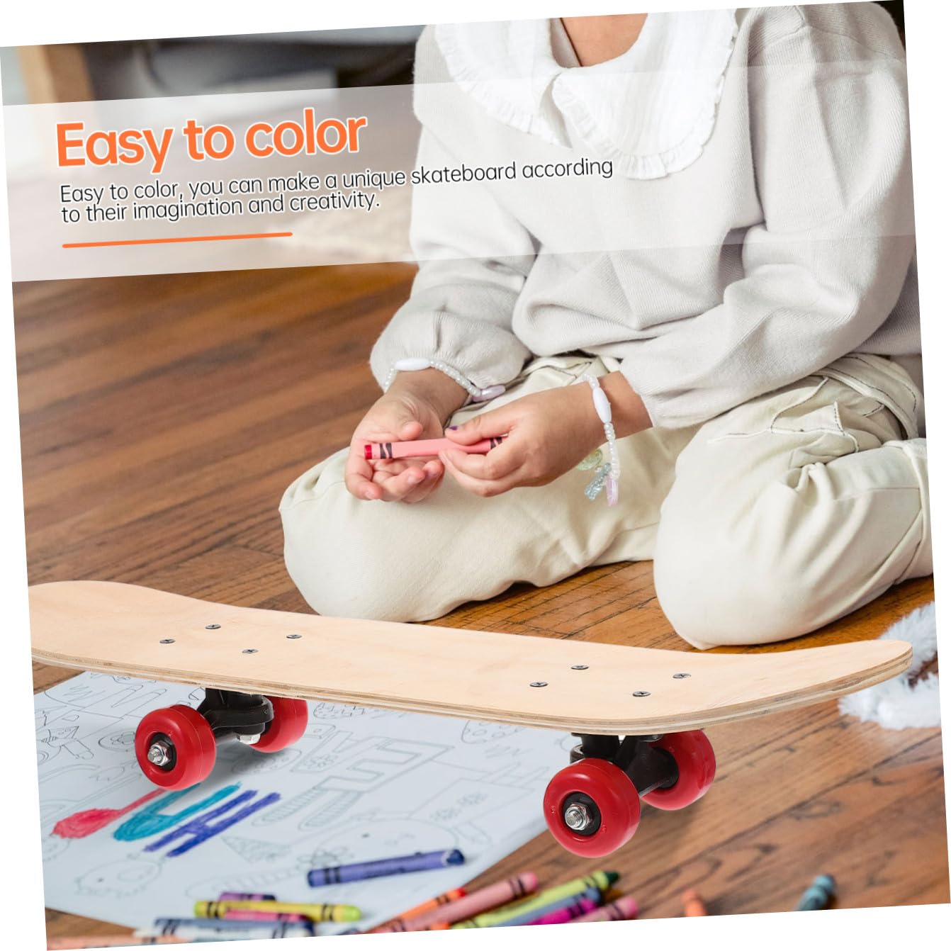 Tabla De Skate En Blanco para Pintar, Doble Extremidad, Ligera y Resistente, Material Duradero, Kit DIY para Niños y Adultos, Adecuado para Trucos, Skate Parks y Arte Creativo Al Aire Libre