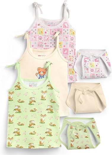 HELLCAT 100% Cotton Strap Open Jhabla T Shirt and Nappy Matching Co-ords Set for Babies - Pack of 3 | Jabla and Langot Set...