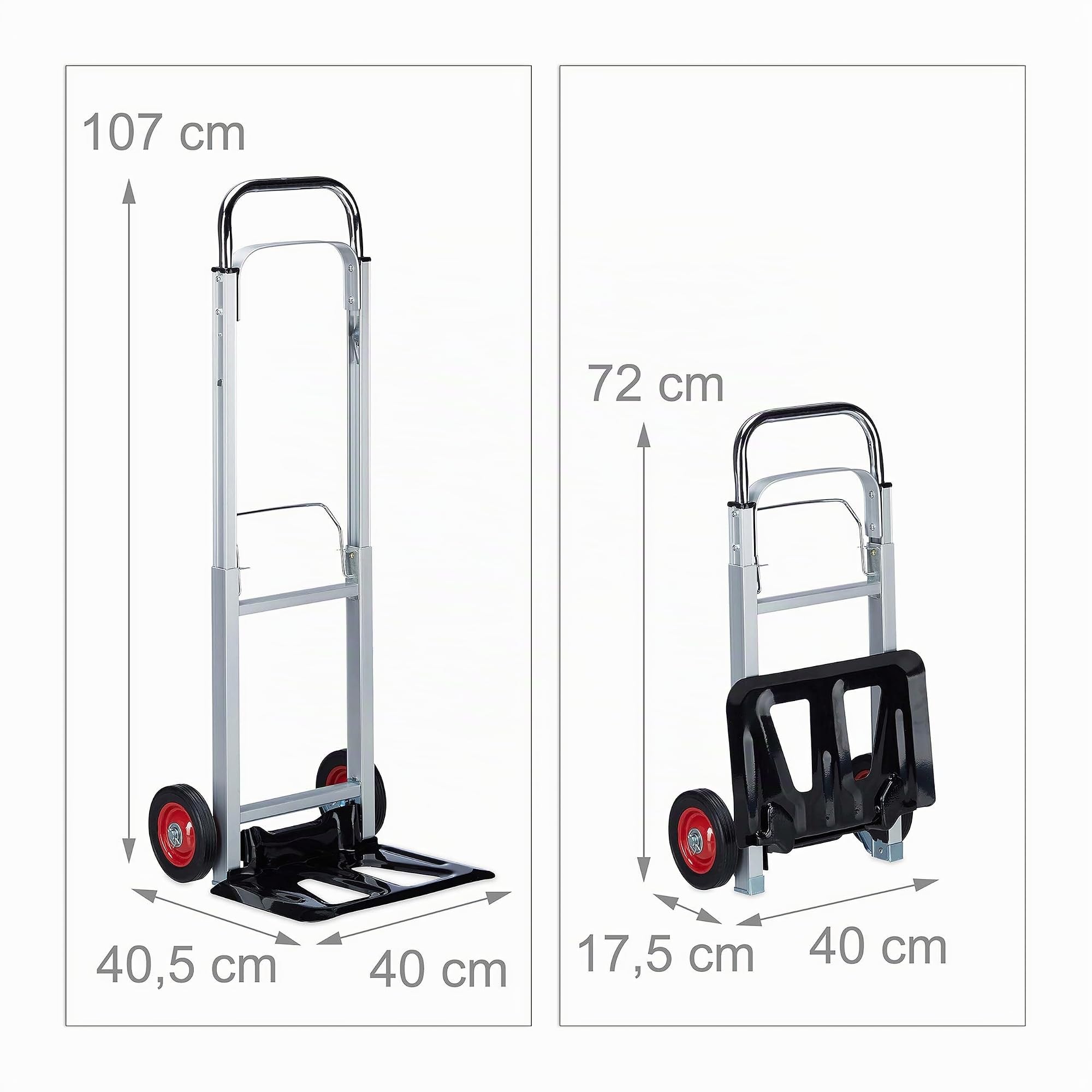 Relaxdays Sackkarre bis 200 kg Traglast, multifunktionale Transportkarre, leicht, Profi, Metall, silber