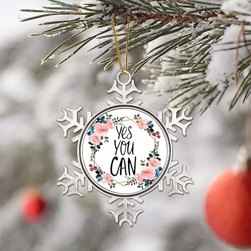 Miniatura 4 de Pewter Snowflake Christmas Ornaments Flower Wreath Yes You Can Ornaments for Christmas Tree Hanging Decoration Xmas Metal Keepsake Holiday Souvenir