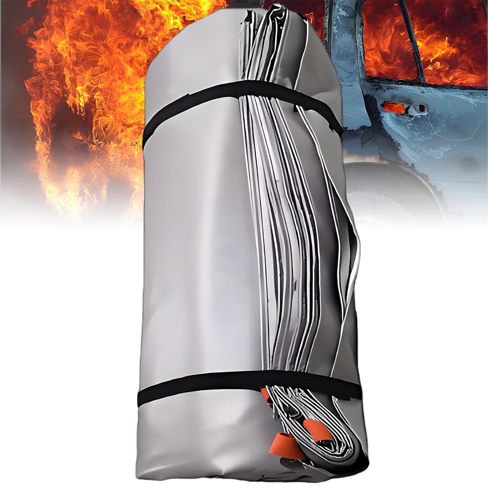 Ynbshgaa 6X8m Fireproof Blanket For Emergency, Reusable Silicone Survival Fire Suppression Blanket For Vehicle, Truck, And Home Conflagration,
