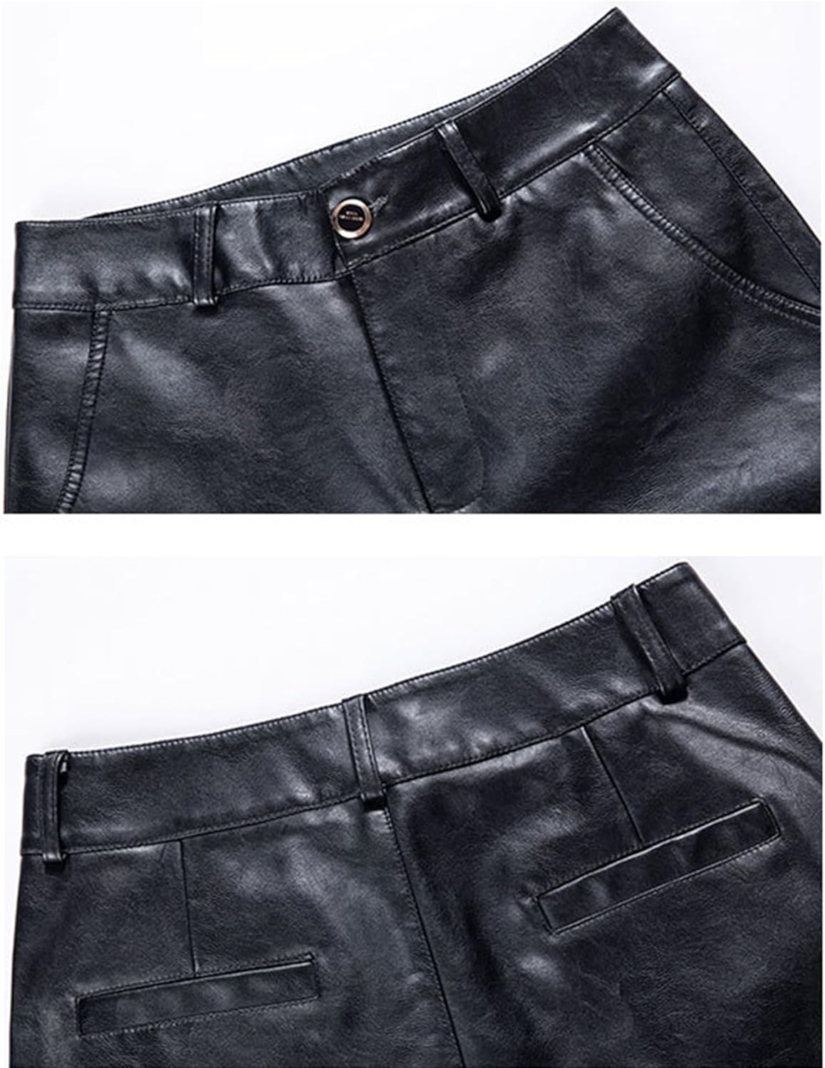 Women's High Waist Wide Leg PU Faux Leather Capri Pants Culottes