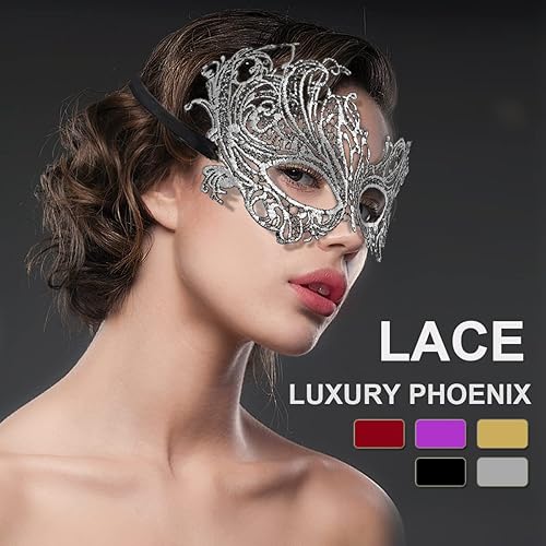 Miniatura 6 de Máscara de encaje para parejas, máscara de ojos de encaje para carnaval veneciano, Halloween, fiesta y baile, máscara de disfraz Mardi Gras, paquete