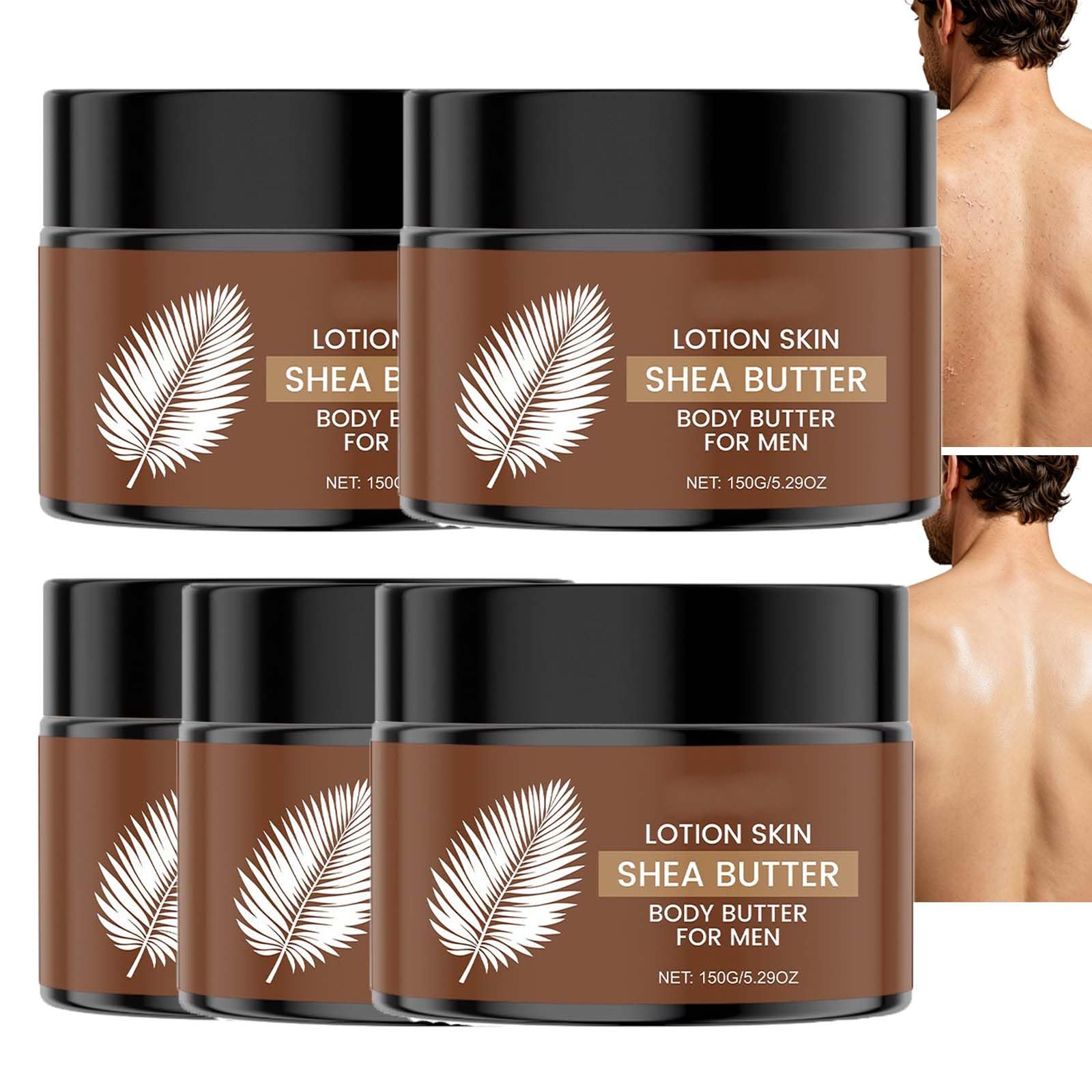 Crème au beurre corporel nourrissante, adoucissante et hydratante pour la peau, crème corporelle de récupération pour hommes, lotion corporelle hydratante à absorption rapide non grasse (5pcs)