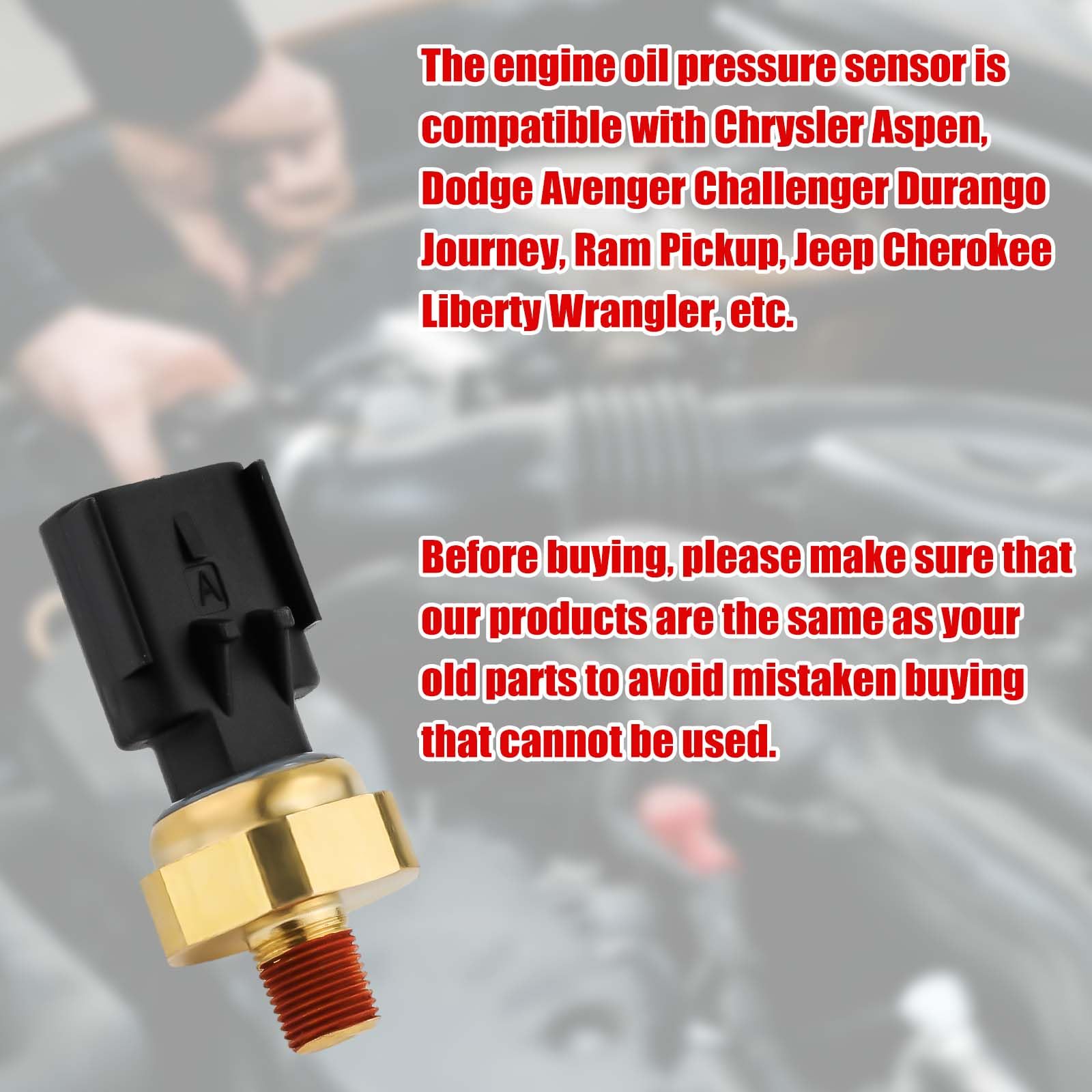 Interruttore Sensore Pressione Olio Motore, Sensore Pressione Olio Sensore Unità di Invio Pressione Olio Compatibile con Chrysler Dodge Jeep, Sostituisce 5149064AA, 5149062AA, 56028807AB