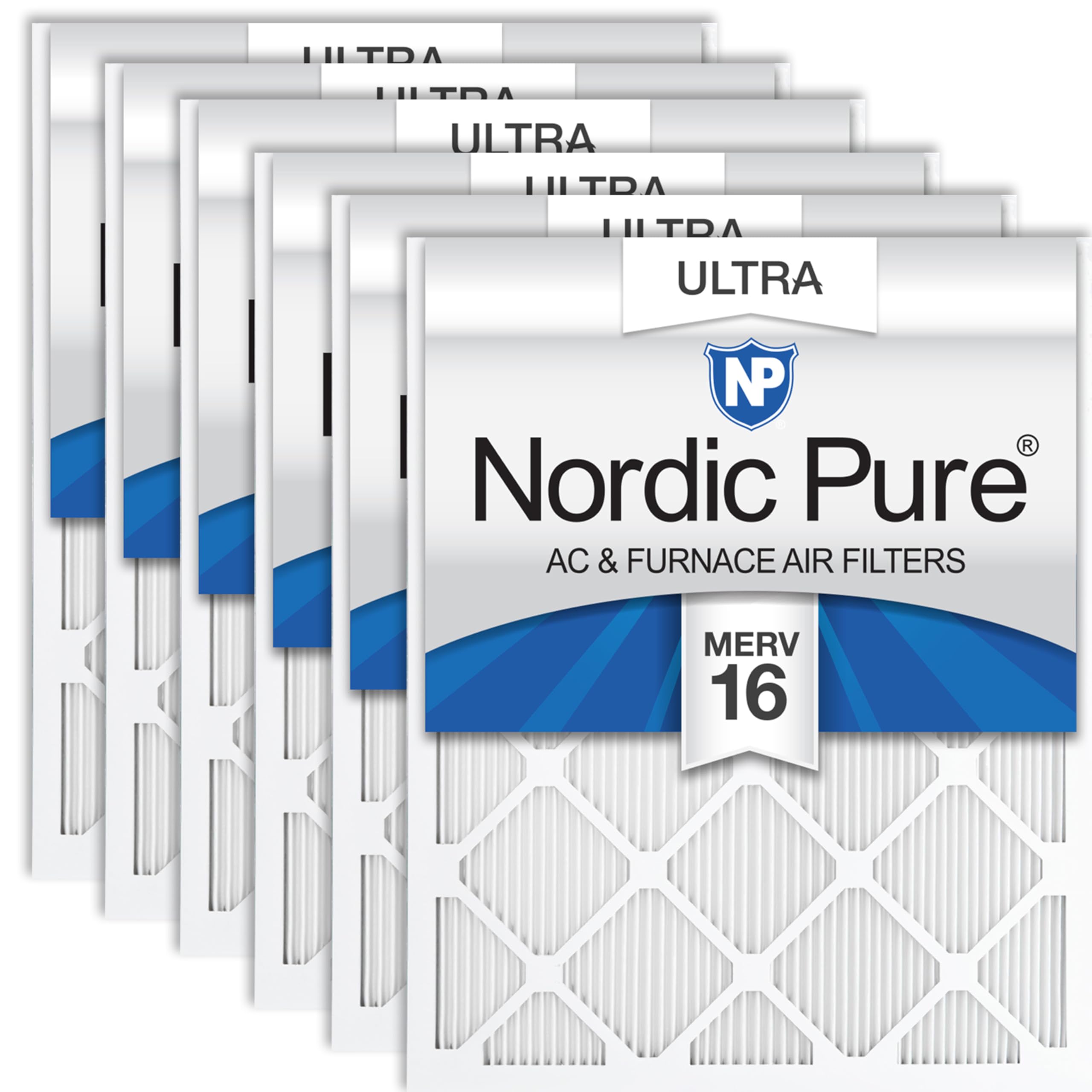 Nordic Pure 10x20x1 Pleated Ultra MERV 16 AC Furnace Air Filters 6 Pack