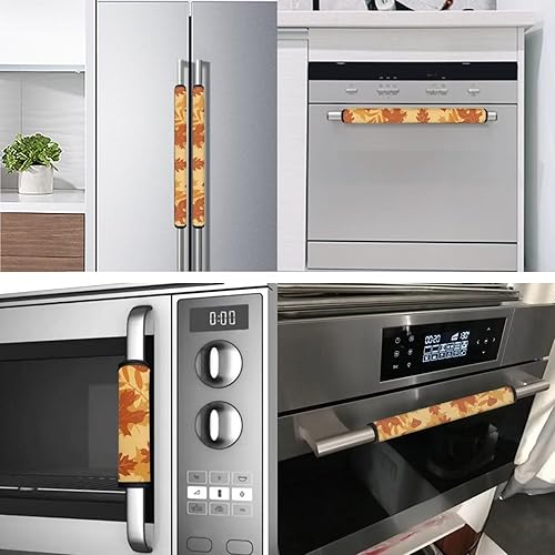 Miniatura 3 de Autumn Leaf - Juego de 6 fundas para manijas de refrigerador, fundas para manijas de electrodomésticos de Acción de Gracias para lavavajillas y