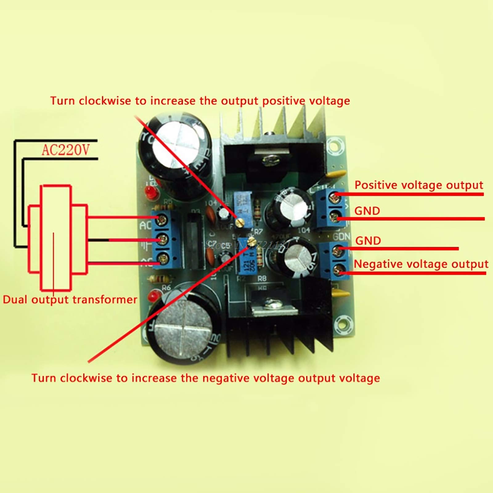 Scheda Alimentazione Regolabile LM317/LM337 AC-DC 0-28V, Kit Componenti Elettronici Fai Da Te