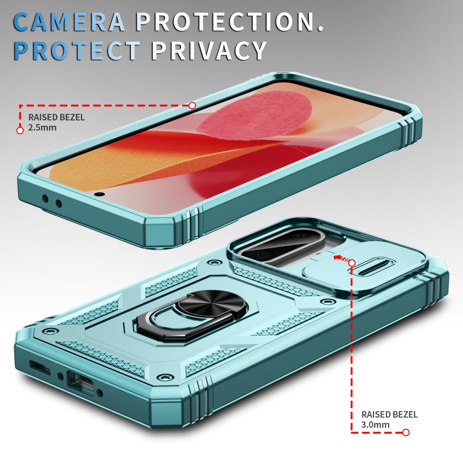 PASNEW For A71 5G Phone Case Camera Cover,360° Magnetic Ring Kickstand Military Double Heavy Duty Full Body Shockproof Protective Shell A71 5G Case For Women,6.7 Inch,Rose Gold - View #4