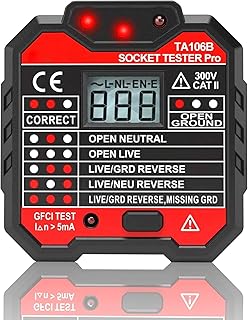 Socket Tester, ARCELI Mains Outlet Tester with Voltage Display 48-250V Power Socket Automatic Electric Circuit Polarity Voltage Detector Wall Plug Breaker Finder（UK Plug）