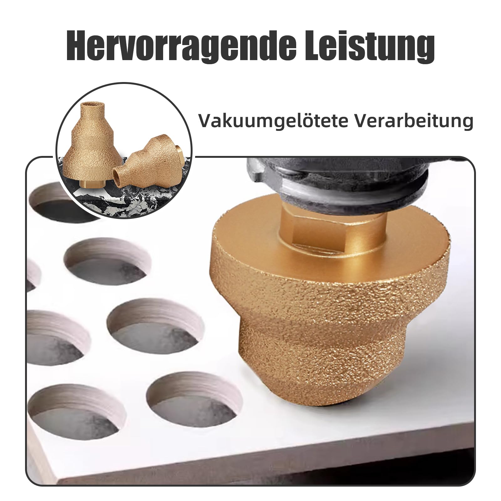 Diamant Stufenbohrer Fase Bohrer, 20-35-50mm M14 Gewinde Fliesenbohrer für Winkelschleifer, Lochsäge zum Vergrößern Beschneiden Formung Löcher für Marmor, Beton, Kunststein
