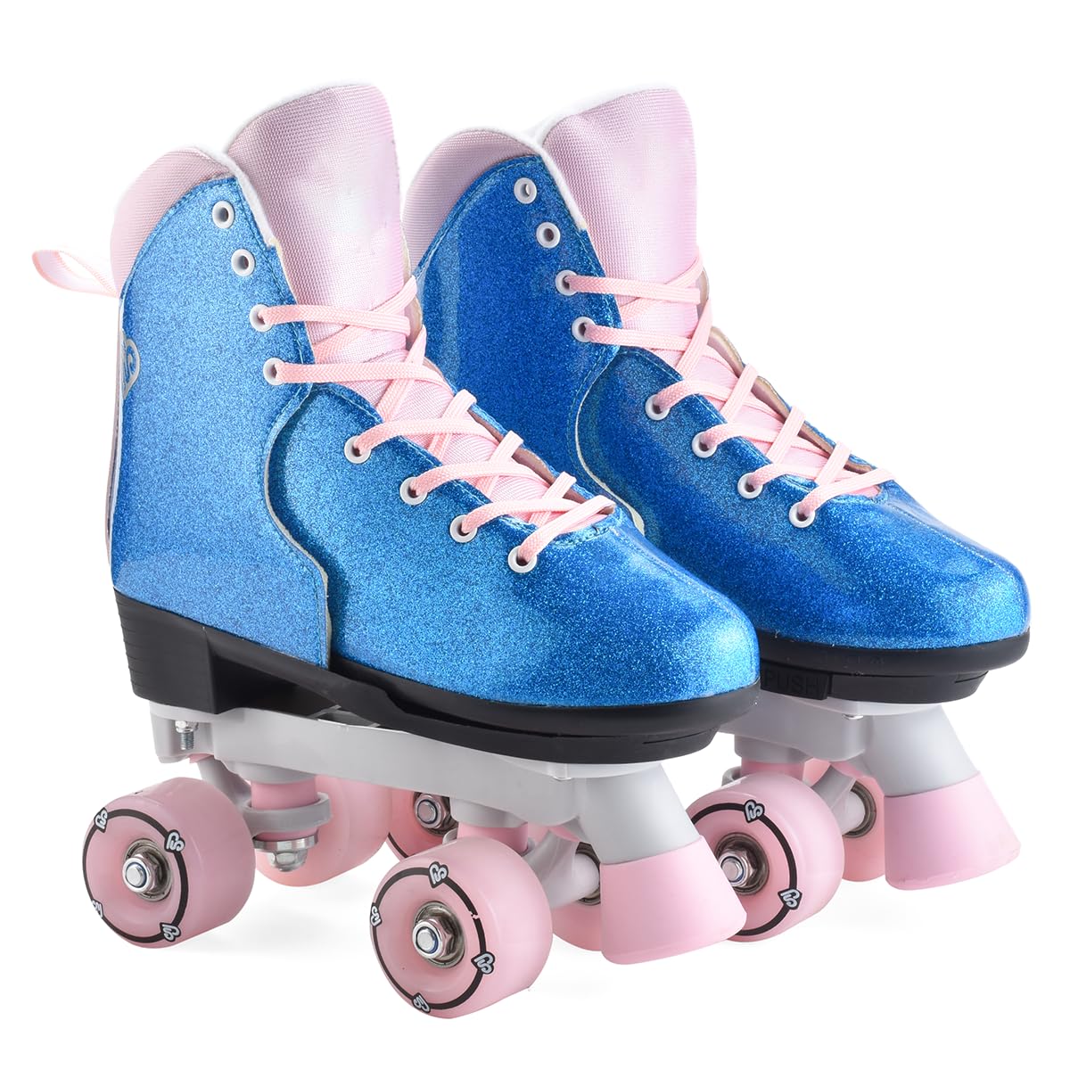 ERNAN Roller Skates for Girl Women Light Up High Top Double Row Adjustable PU Skates Shoes for Kid Beginner Indoor Outdoor (deep blue, M(36-38))