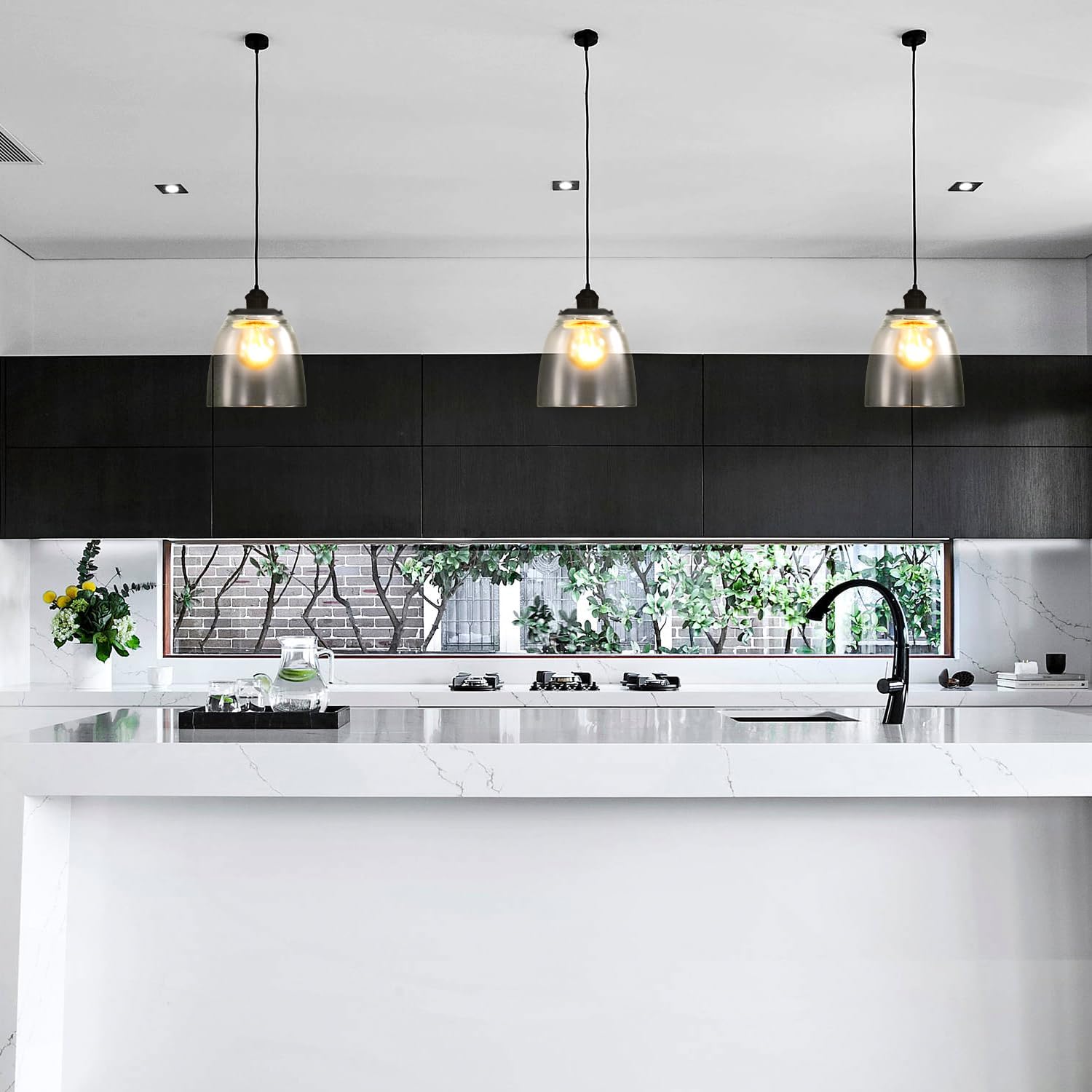 6-Pack Clear Glass Shade Light Covers, Bell Shaped Glass Shade Covers Ceiling Fan Lamp Replacements, Light Fixtures Lampshade for Chandelier Wall Sconces, 1.61" Fitter Size, 5" High x 4.7" Diameter