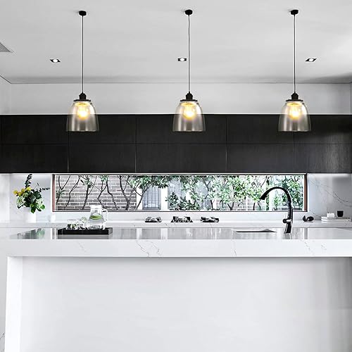 Miniatura 7 de Paquete de 6 cubiertas de pantalla de luz de vidrio transparente, cubiertas de pantalla de vidrio en forma de campana para reemplazos de lámparas de