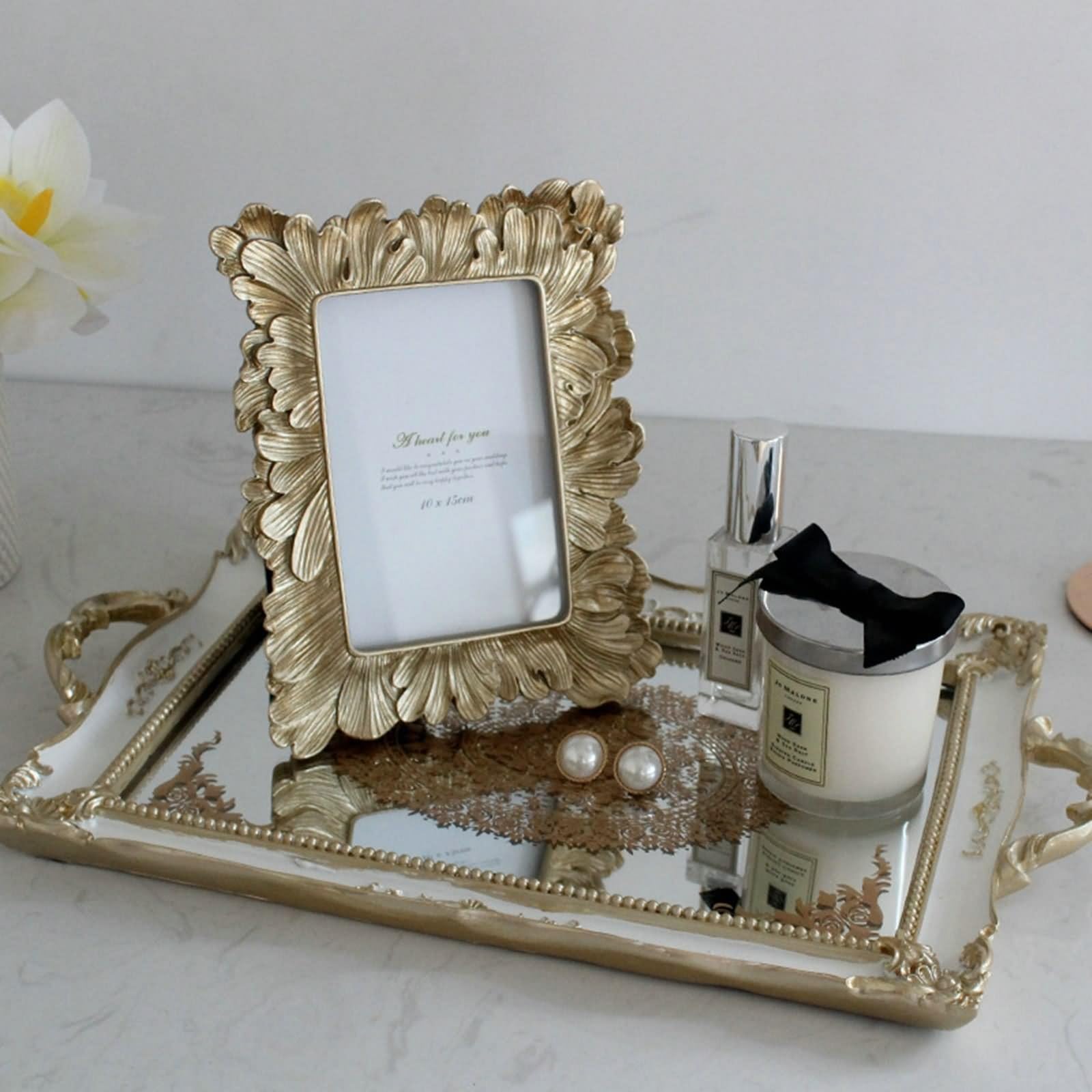 Marco de fotos dorado de 15 x 20 cm, elegante marco rectangular vertical para mesa de resina