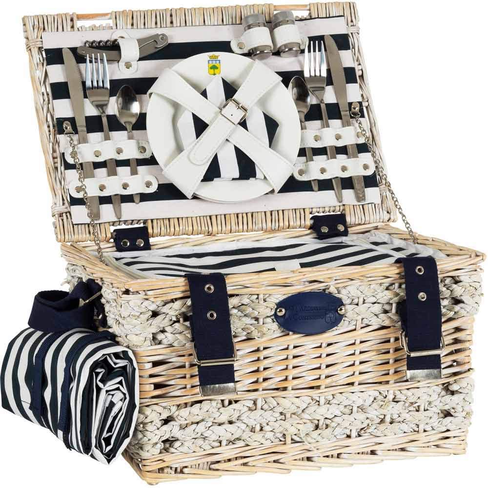 Les Jardins de la Comtesse - Cestino da picnic "Marine" per 2 persone, completo con scompartimento isotermico - Dimensioni: 40x28x23cm