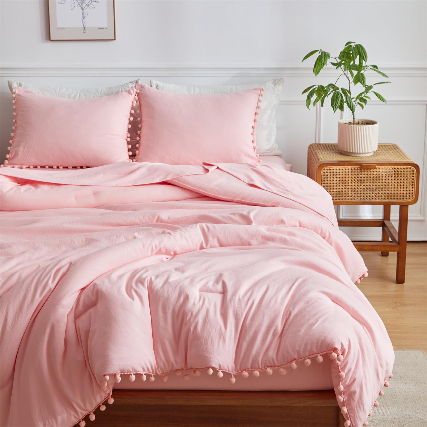 Amazon.com: IHOUSTRIY Kid's Pink Beddig Comforter Set Twin Size - Bed ...