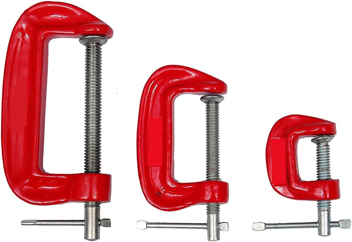 Mittal Mini C Or G Clamp 3 Pcs Set Cast Iron Frame With Chrome Plated Screw