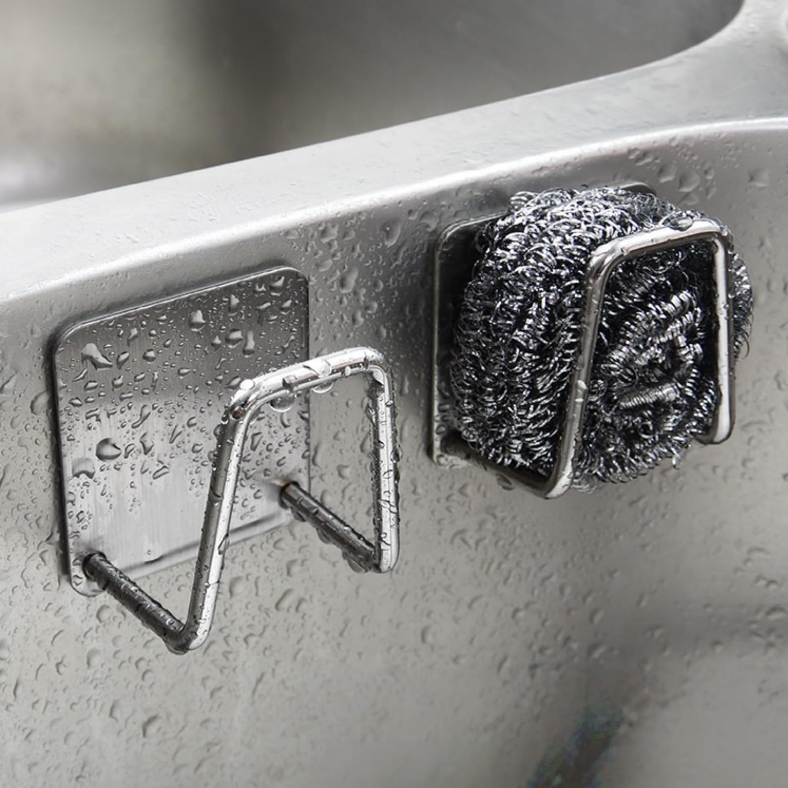 304 Stainless Steel Sink Caddy Organizer with Drain Rack Holds Sponge Scrubber Cloth Over Sink Storage Tray Silvery