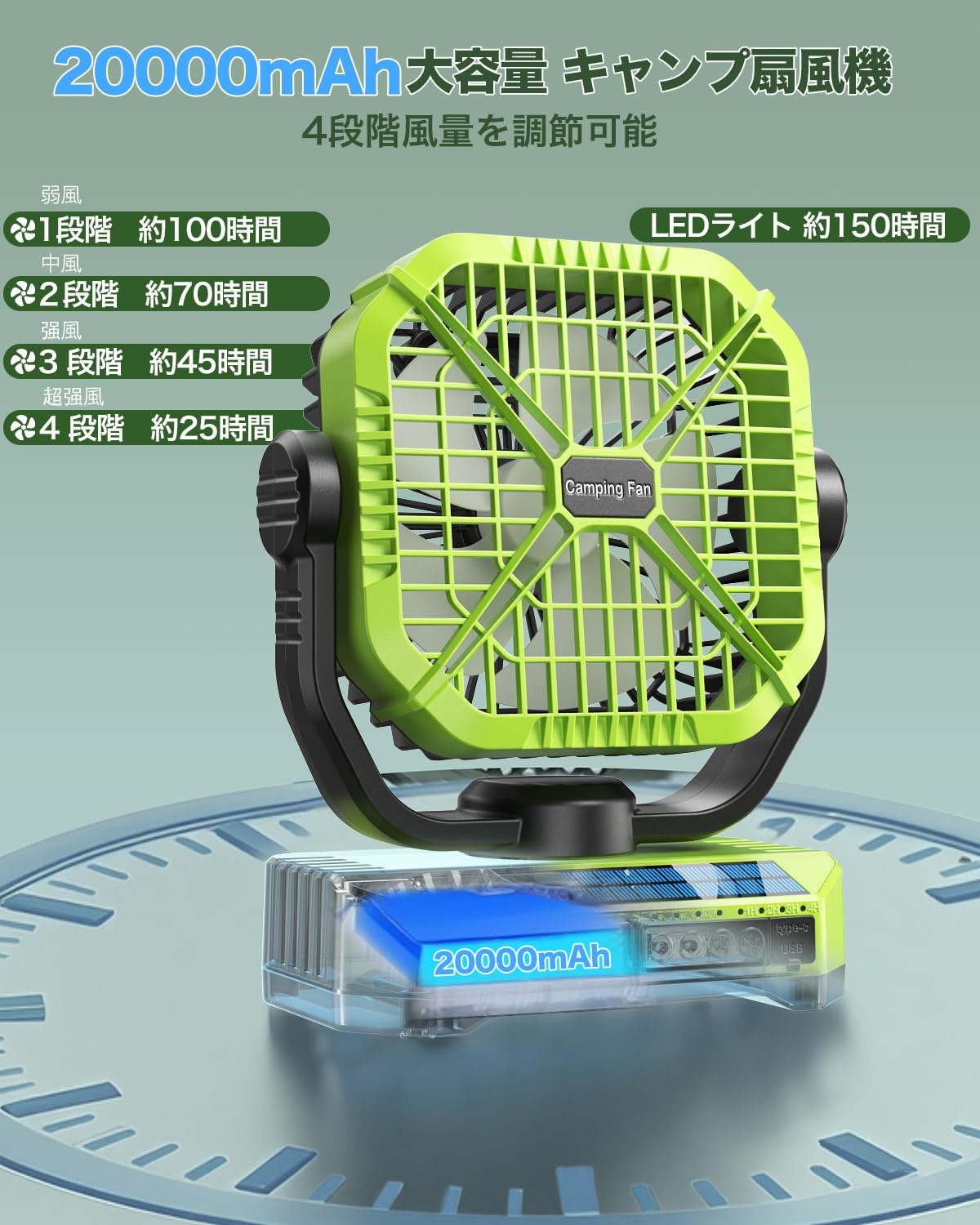 Amazon.co.jp : CEDIO キャンプ扇風機 卓上扇風機 車中泊 20000mAh大 