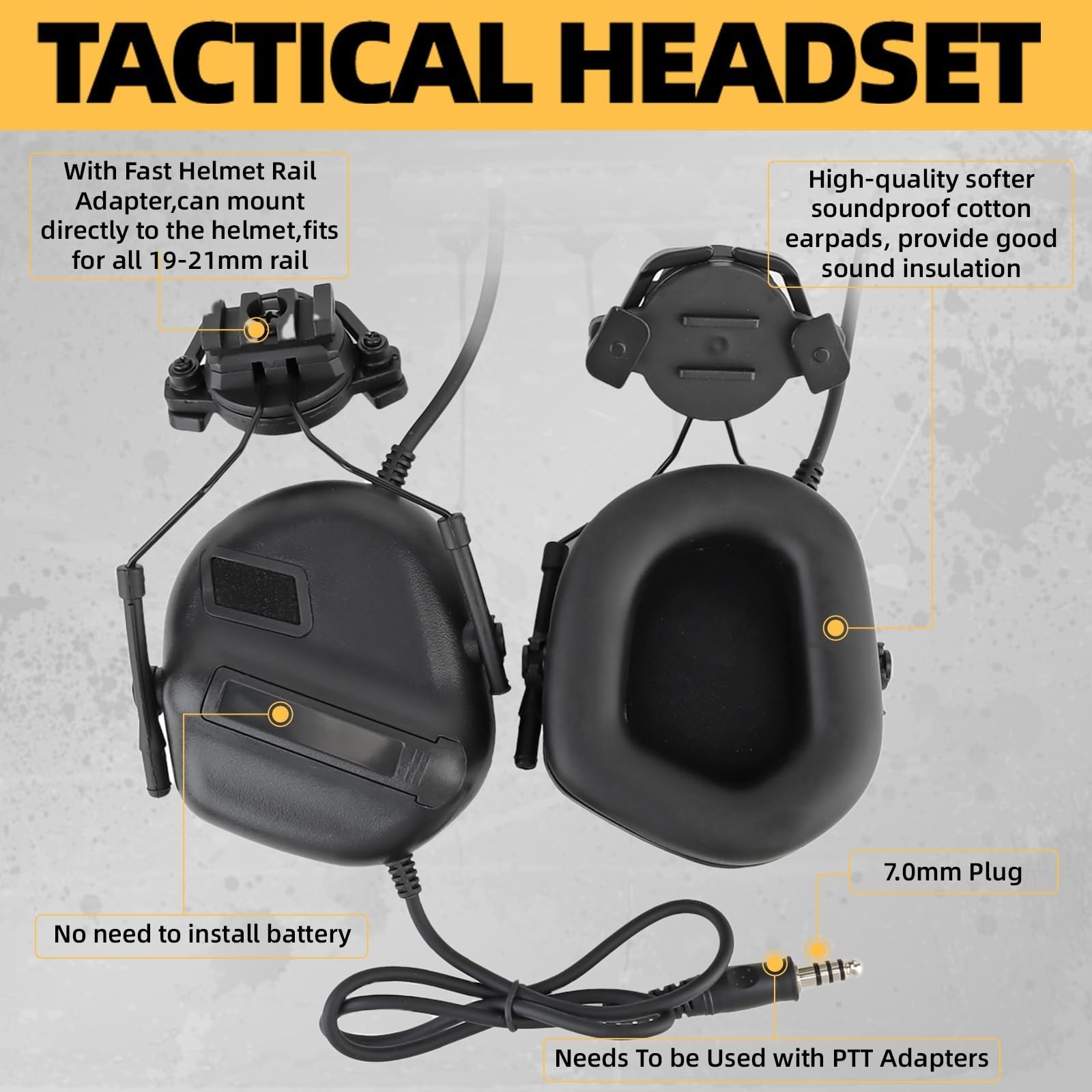 Casco táctico con Auriculares y Funda Linterna Gafas y protección Mejorada for Airsoft Casco rápido for Caza.