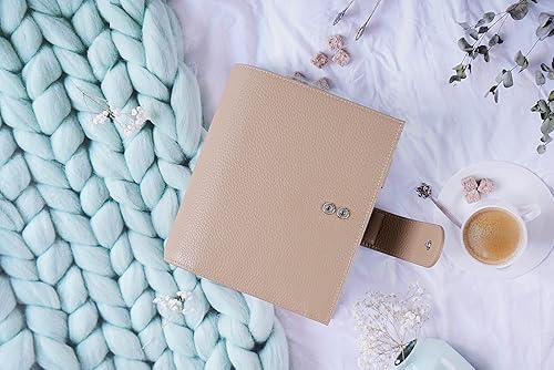 Miniatura 7 de Moterm True-A6 - Agenda de anillos de lujo  Organizador de carpetas de cuero genuino (anillo de 1.181in, gris piedra)