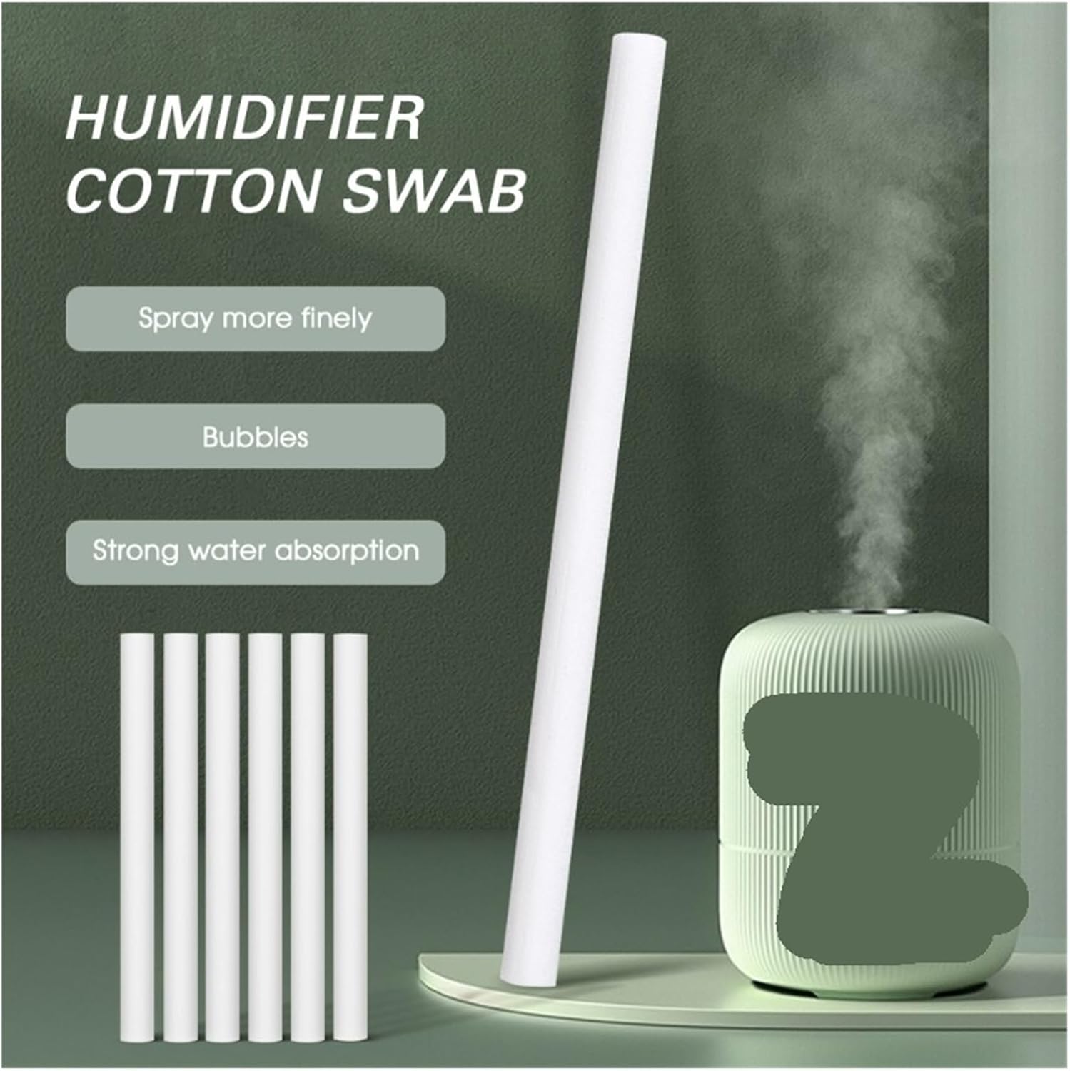 200Pcs Cotton Sponge Stick For Humidifier Filter Replacement Travel Mini Filters Sticks Aroma Diffuser Keeps Clean(90x8mm)