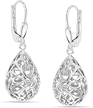 LeCalla Women's Drop & Dangle Earrings | 925 Sterling Silver Leverback Earrings | Lightweight Teardrop Lever Back Drop Dangle Earring for Women
