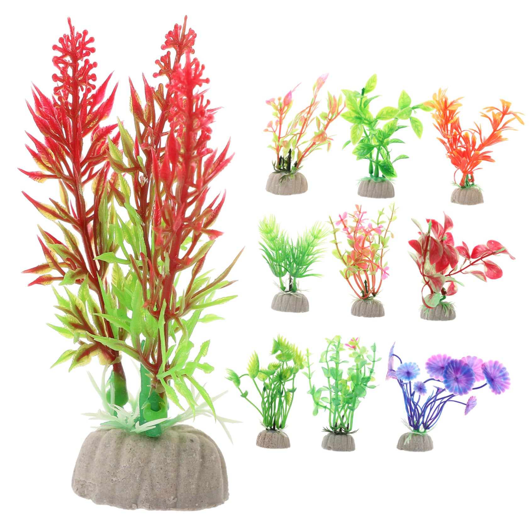 ABOOFAN 5 Set Piante Acquatiche Artificiali Arredamento Carri Armati Acquatico Pianta Decorazioni Per Accessori Per Acquari Piante D'acquario Finte Plastica 10 Pezzi*5