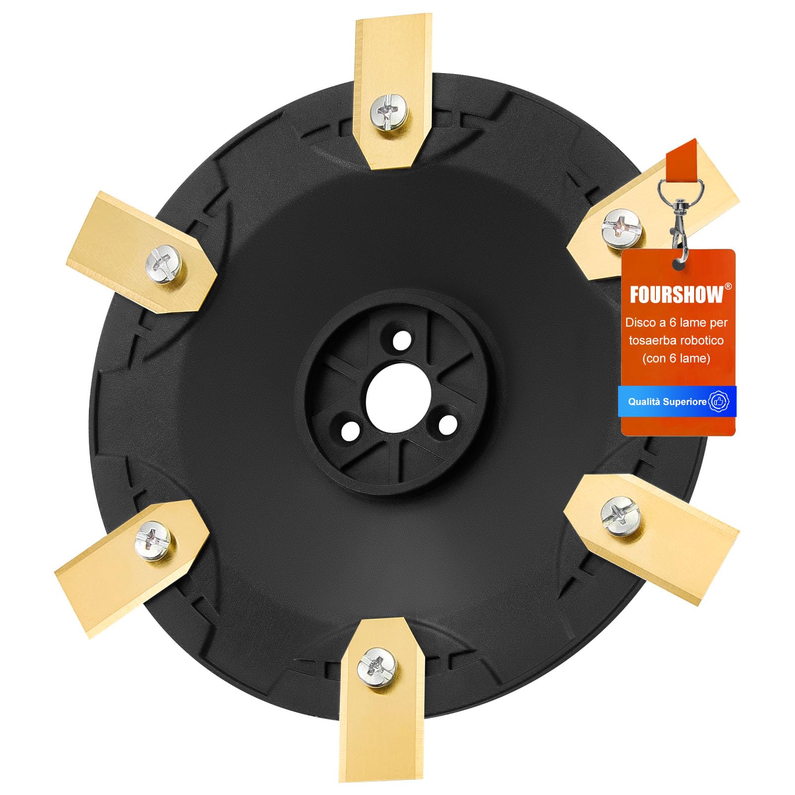 FourShow 【Taglio più Efficiente】 Piastra Lama + 6 Lame di Ricambio Compatibili con Husqvarna Automower 308, Gardena R70Li R80Li (Fino all'anno di Produzione 2015) per Rasaerba Robotico