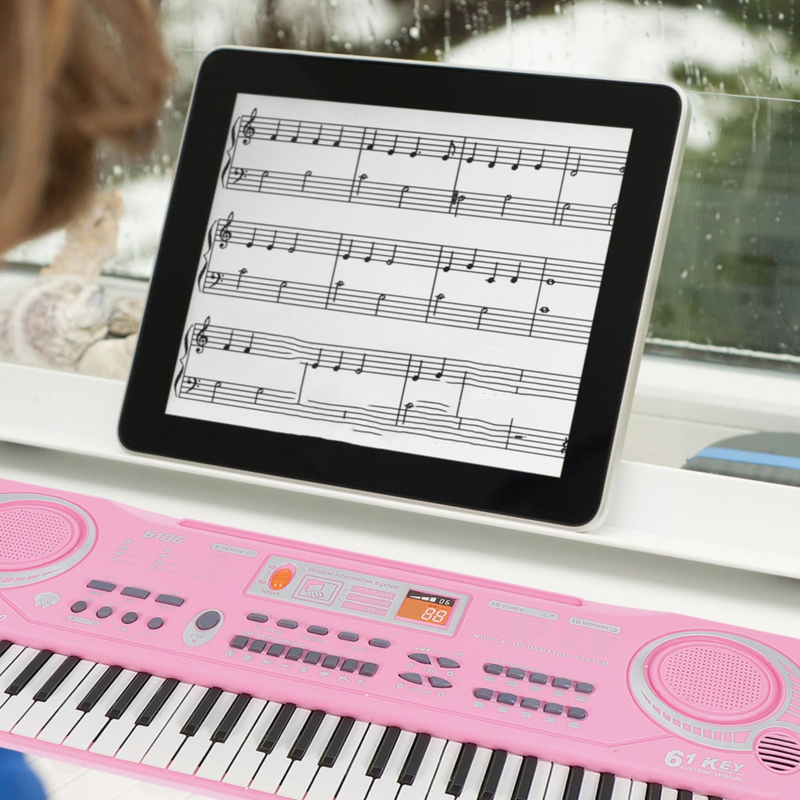 Teclado Electrónico Infantil de 61 Teclas en Abs, Juguete Musical Educativo para Niños en Cumpleaños, Desarrolla Habilidades del Hemisferio Derecho y Fomenta Interés Musical