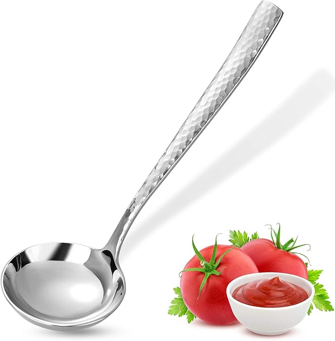 KEAWELL Unique 7.5 inch Small Hammered Sauce ladle, 1 oz