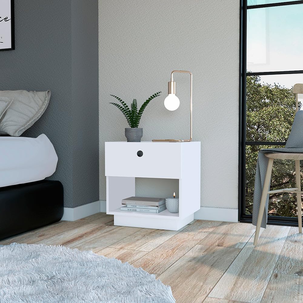 Nightstand Viliigili  One Drawer  White Finish(D0102Hgemgv)