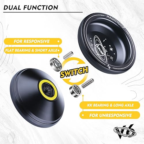 Miniatura 8 de MAGICYOYO Responsive V6 - Logotipo de estrella YoYo de aleación de aluminio negro para niños principiantes con bolsa de almacenamiento Yoyo, 12