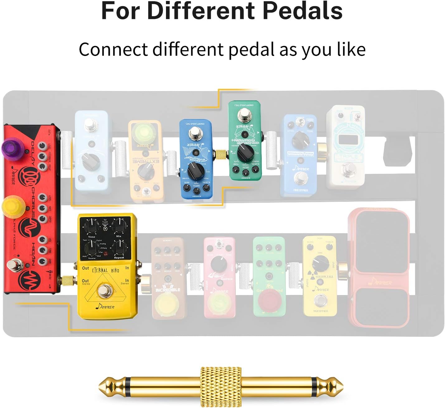 Donner Pedal Coupler 1/4 Inch for Guitar Effect Pedal Connector 4 Pack