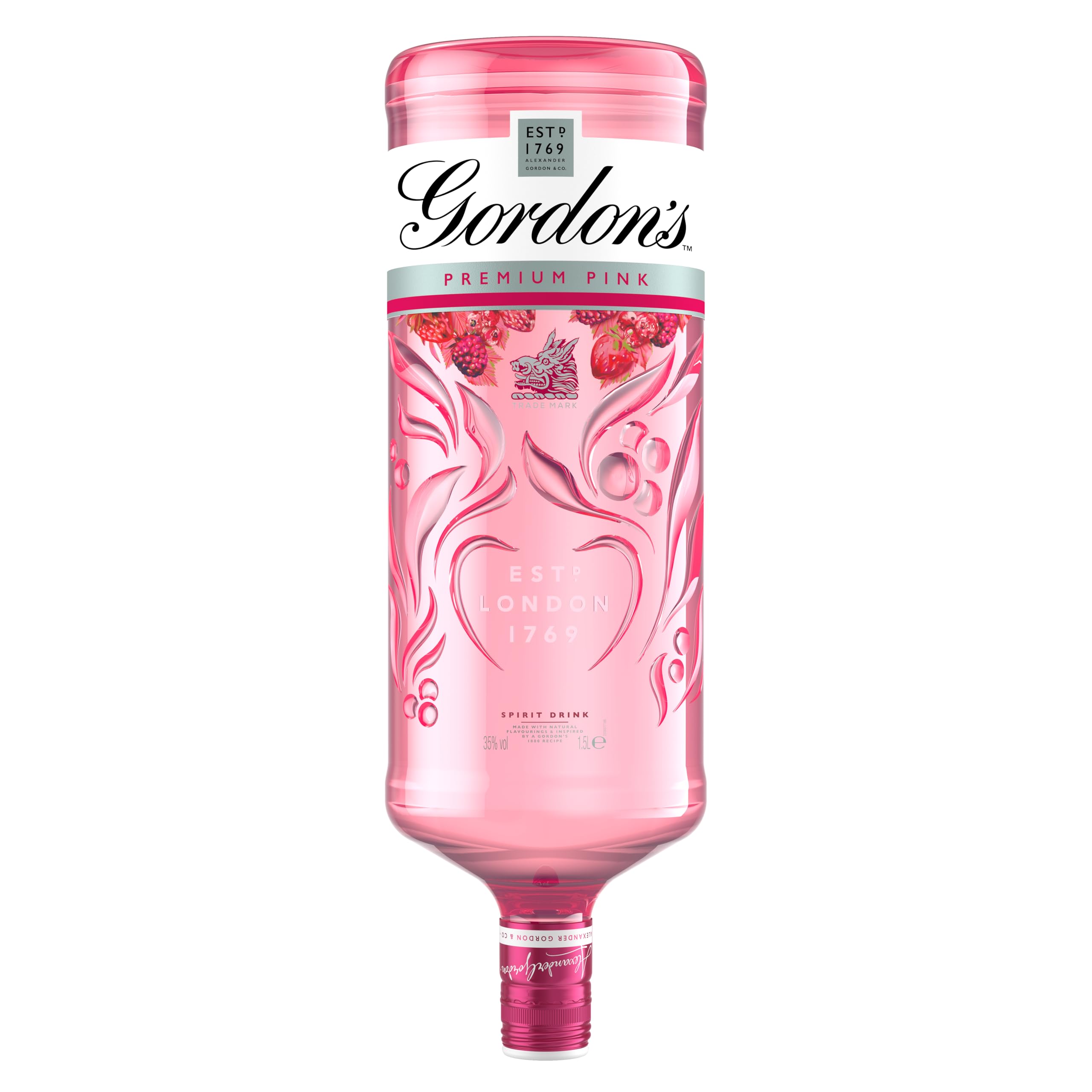 Premium Pink Gin | 35% vol | 1.5L | Distilled Gin | Juniper Taste with Flavours of Raspberry, Strawberry & Redcurrant | Light & Refreshing