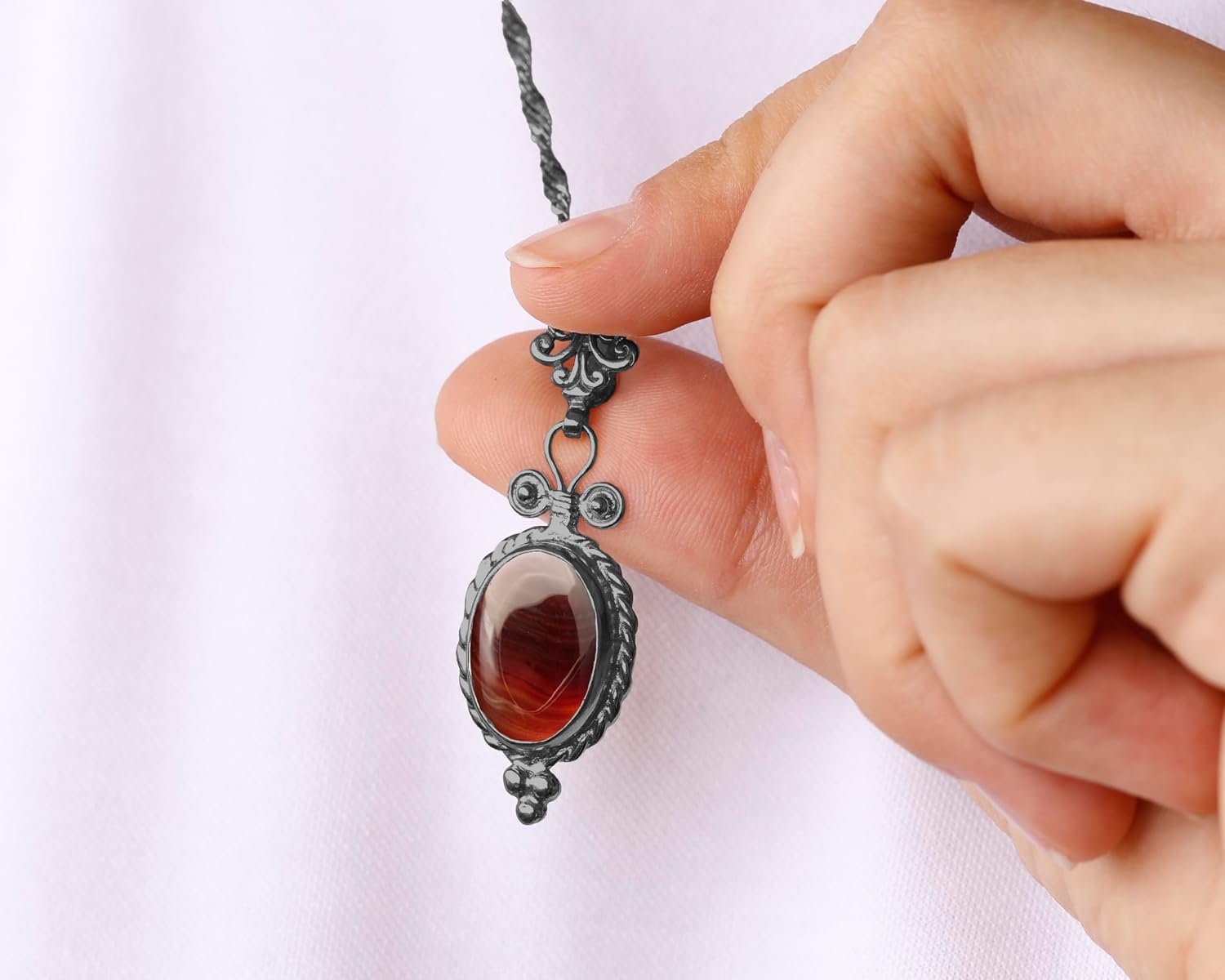 Natural Aventurine Crystal Rope Twist Pendant Anti-Tarnish 925 Sterling Silver Oval Solitaire Gemstone Dainty Necklace Healing Crystal Necklace Gemini Luck Pendant