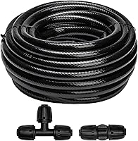 Maotong 40FT 1/2 Inch Drip Irrigation Tubing Main Line Hose Kit with Straight & 3-Way Connectors - Durable Leak-Proof Garden Watering Tube