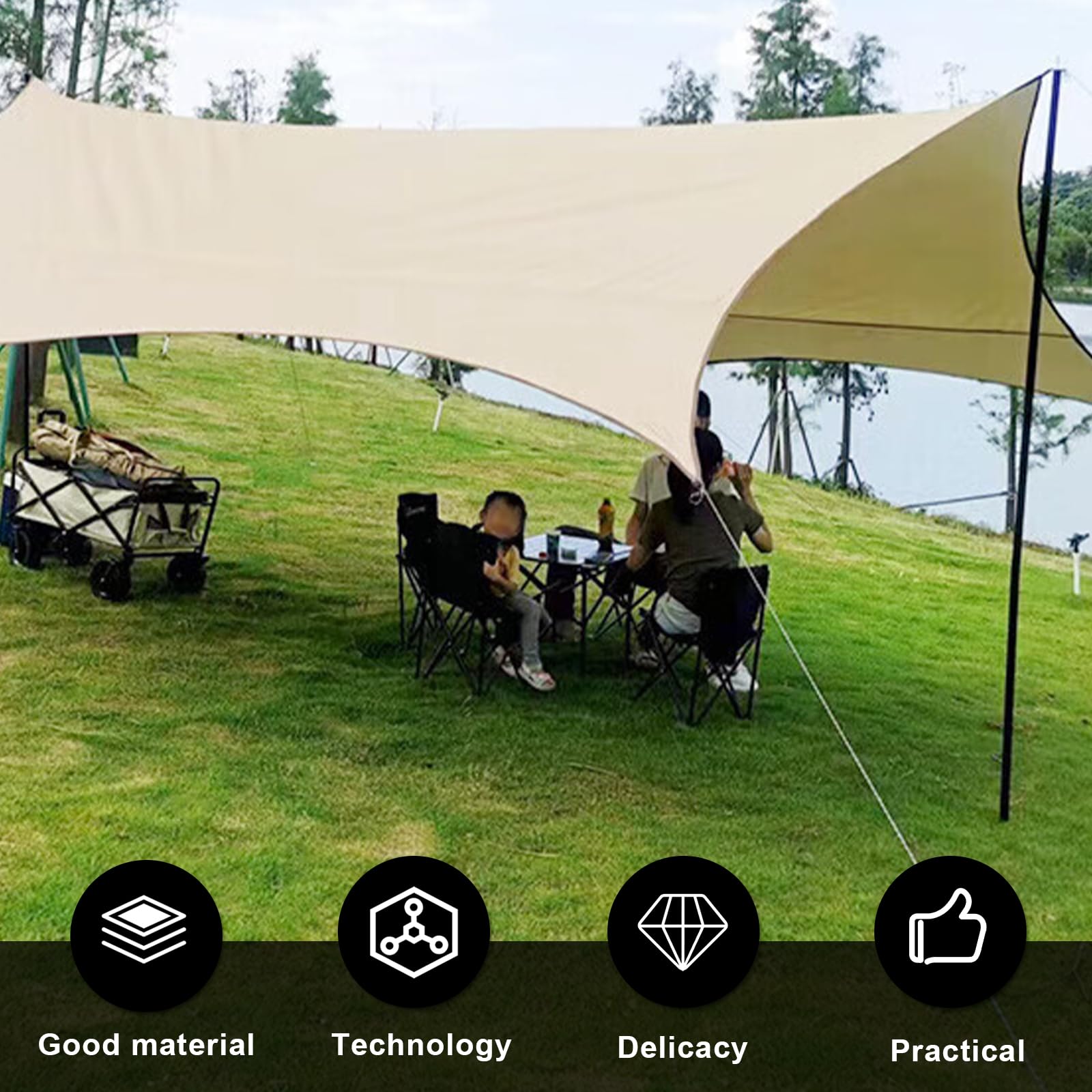 PORFOYO Lot de 2 Barres de Tente télescopiques avec Sac de Rangement - Barres de Tente réglables - pour auvent, Caravane, Camping