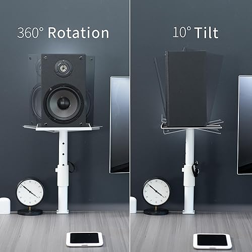 Miniatura 5 de VIVO Juego de soporte de escritorio con abrazadera para altavoces, bandejas de 10 x 9 pulgadas, ajuste de altura e inclinación, soportes universales