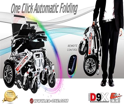 Miniatura 20 de EAONE 2024 D9X PRO ONE Click - Silla de ruedas eléctrica motorizada, plegable, ligera, exclusiva, apta para viajes en avión, silla de ruedas