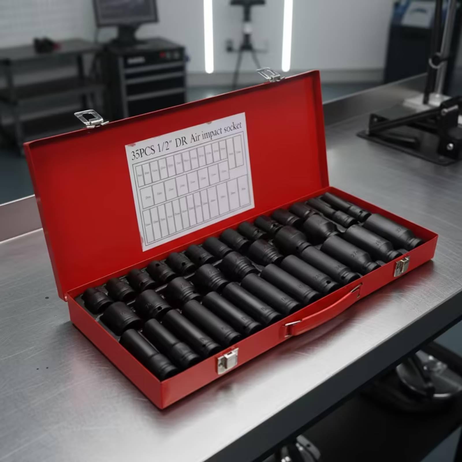 35 Pezzi Set di Bussole a Impatto Lunghe e Corte Utensili Pneumatica per Meccanici