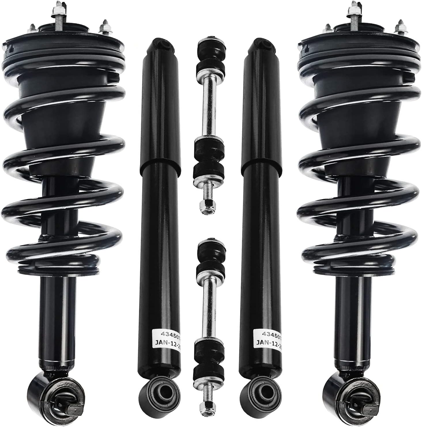 - Detroit Axle - 6pc Struts Shocks Kit for 14-18 Chevy GMC Silverado Sierra 1500 Complete 2 Front Struts w/Coil Springs 2 Sway Bars 2 Rear Shock Absorbers 2014 2015 2016 2017 2018 Replacement Suspension