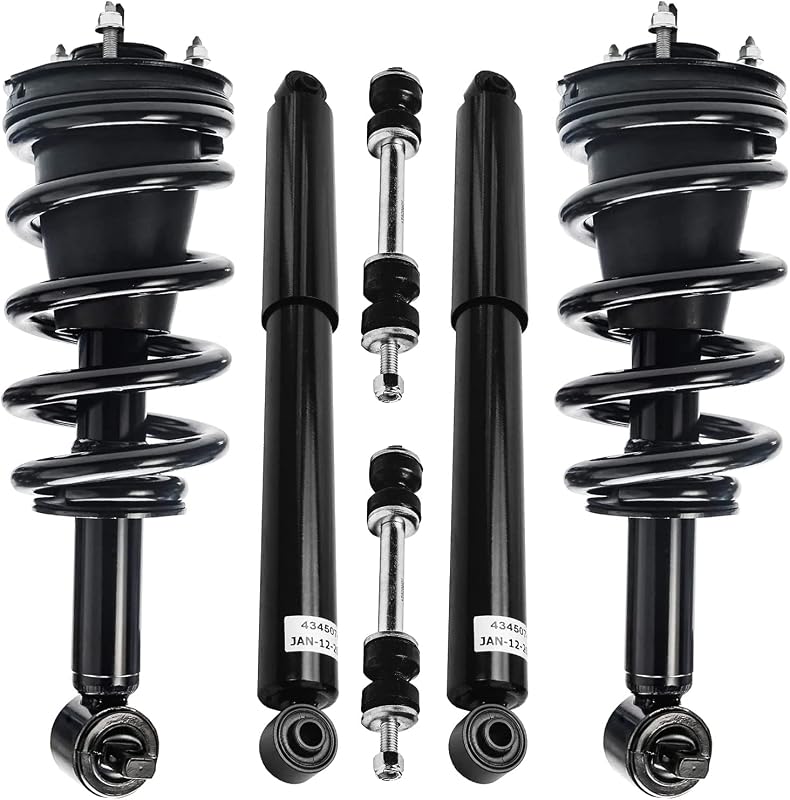 Detroit Axle - 6pc Struts Shocks Kit for 2014-2018 Chevy Silverado 1500 | GMC Sierra 1500, 2 Front Struts w/Coil Springs 2 Sway Bars 2 Rear Shock Absorbers 2015 2016 2017 Replacement Suspension