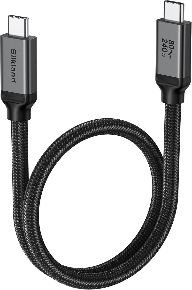 USB4 for Thunderbolt 5 Cable, 80Gbps Data Sync, 240W Charger 1.6FT | with 120Gbps Bandwidth for Dual 8K, Braided USB C Data Cable Compatible for Thunderbolt 4/5, SSD, MacBook, iPhone17/16