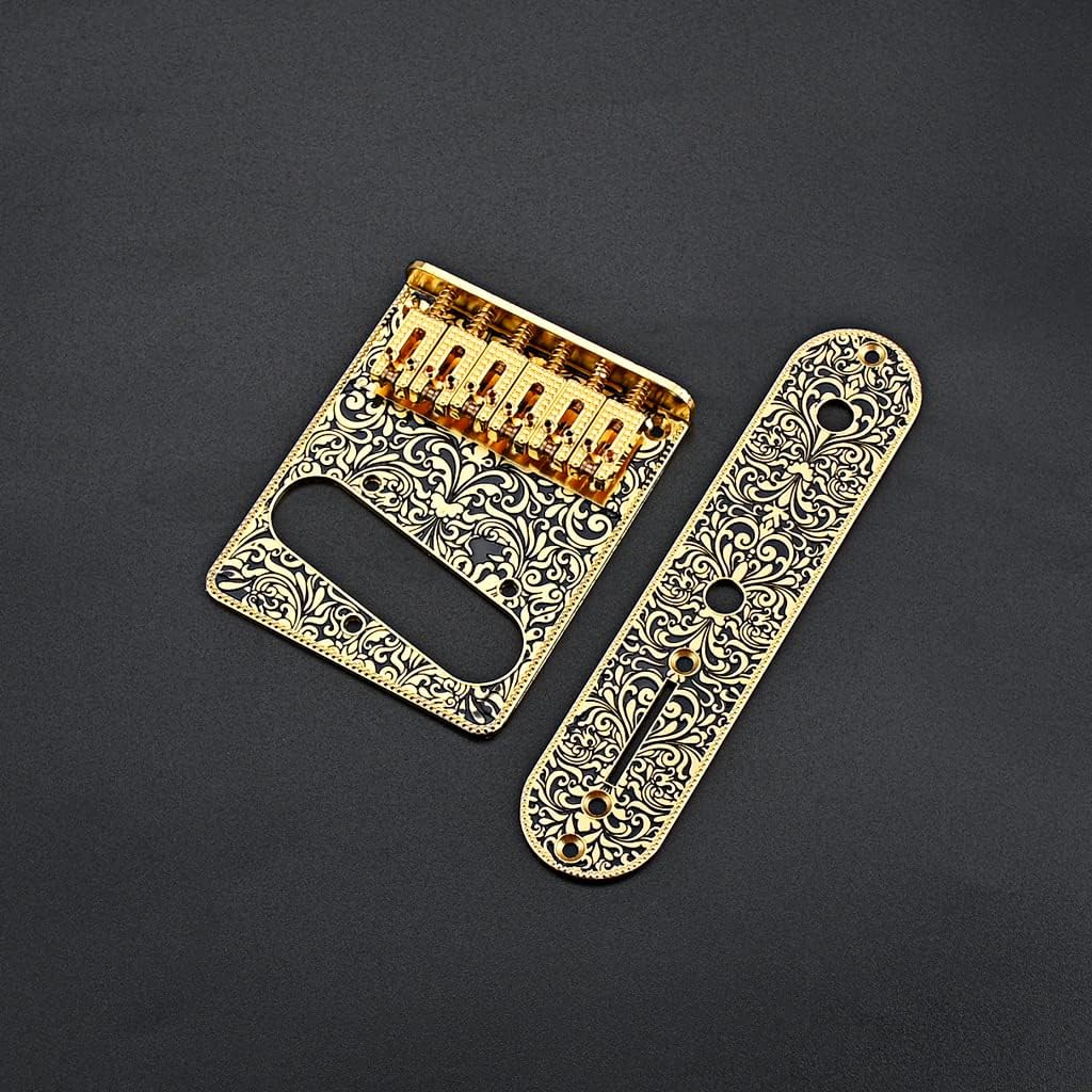 Alnicov Guitar Saddles Bridge Control Plate for 6 String Electric Guitar