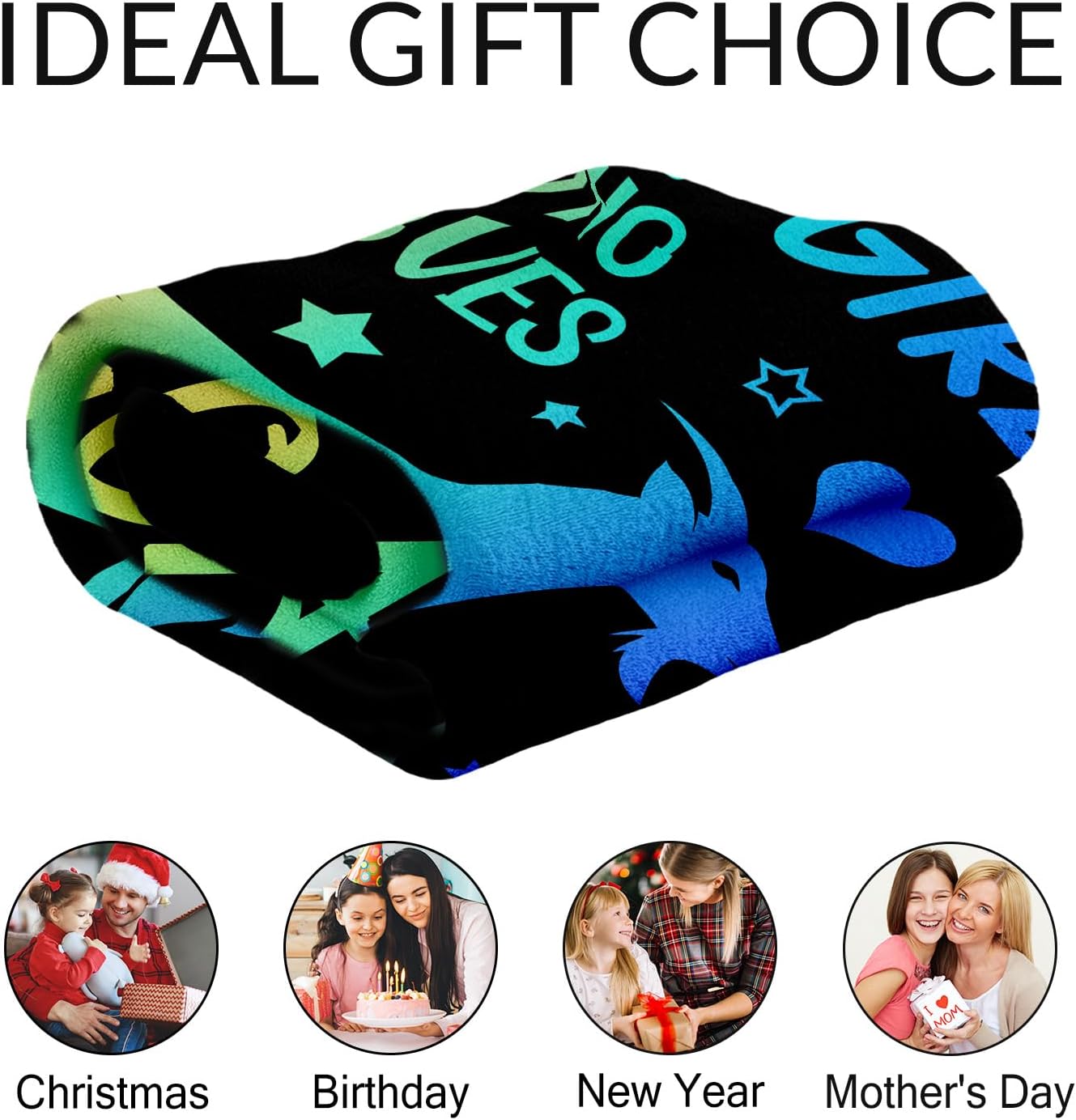 Custom Goat Blanket for Girls - 50x60 Inches Throw Size with Name - Soft Fuzzy Plush Throws Gift - Black Funny Blanket for Bed, Couch, Sofa