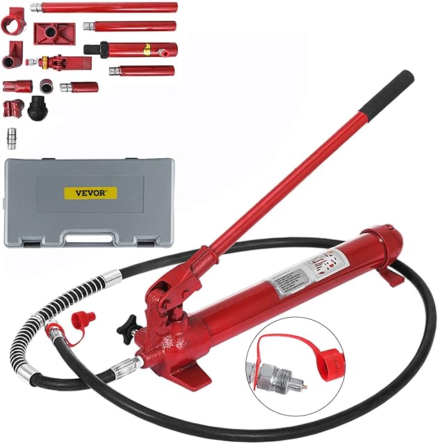 VEVOR 10Ton Power Hydraulic Jack Holder Bodywork Repair Kit for Auto Car Repair Tool with 1.4M Hose Lift Ram Portable